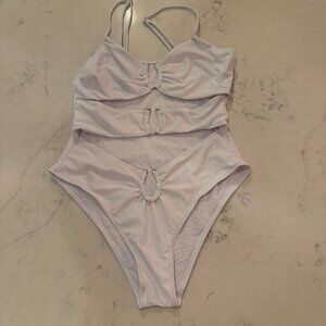 NWOT Amazon White One Piece Swimsuit with Hardware Size Small Bridal/Bach